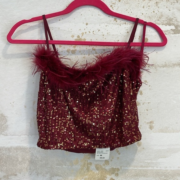 Save A Dance Sequin Marabou Crop Top by Windsor (nwt) - Picture 2 of 3